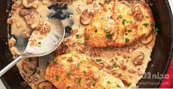 خوشمزه ترین روش پخت سینه مرغ با سس قارچ
