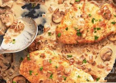خوشمزه ترین روش پخت سینه مرغ با سس قارچ